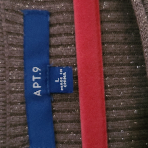 APT 9 slate gray shimmer long sweater tunic L slit - Picture 5 of 8